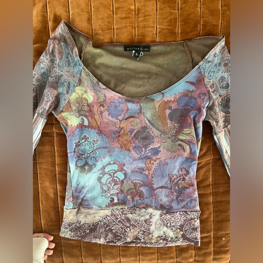 Vintage floral Top Mesh arms